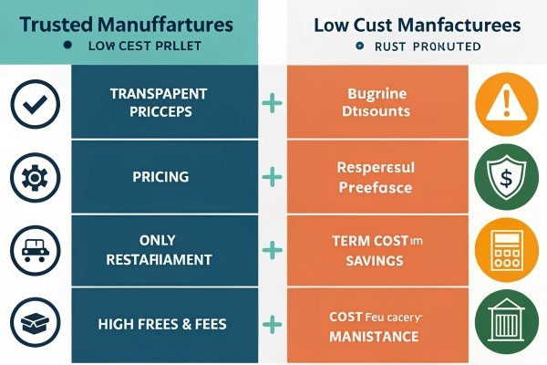 Trusted vs low-cost manufacturers Comparison chart of trusted vs low-cost manufacturers with key differences